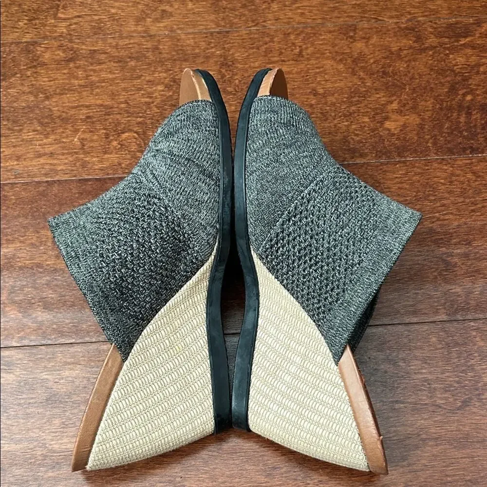 Usaflex Women's Gray Knit Wedge Slide Sandals, Size 8